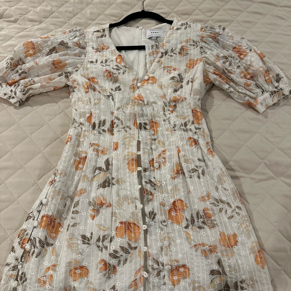Sabo Skirt Floral Puff Sleeve Dress in XS